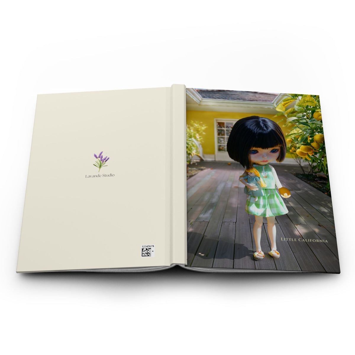 Doll in Lemon Garden Hardcover Journal — Cute Retro Doll Notebook