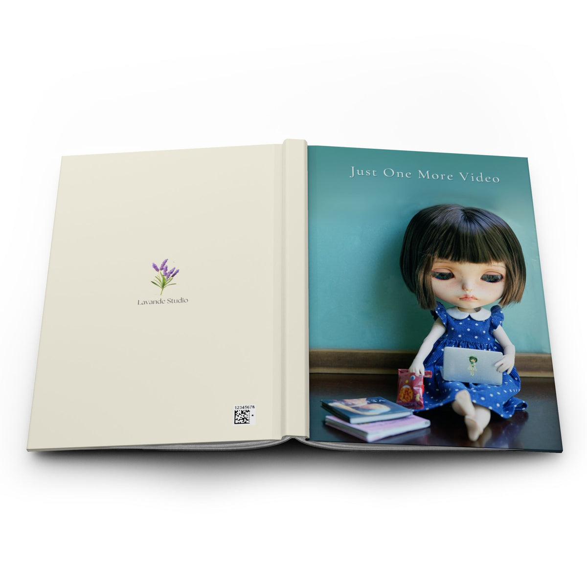 Hardcover Journal — “Just One More Video” Cute Doll Study & Note Notebook