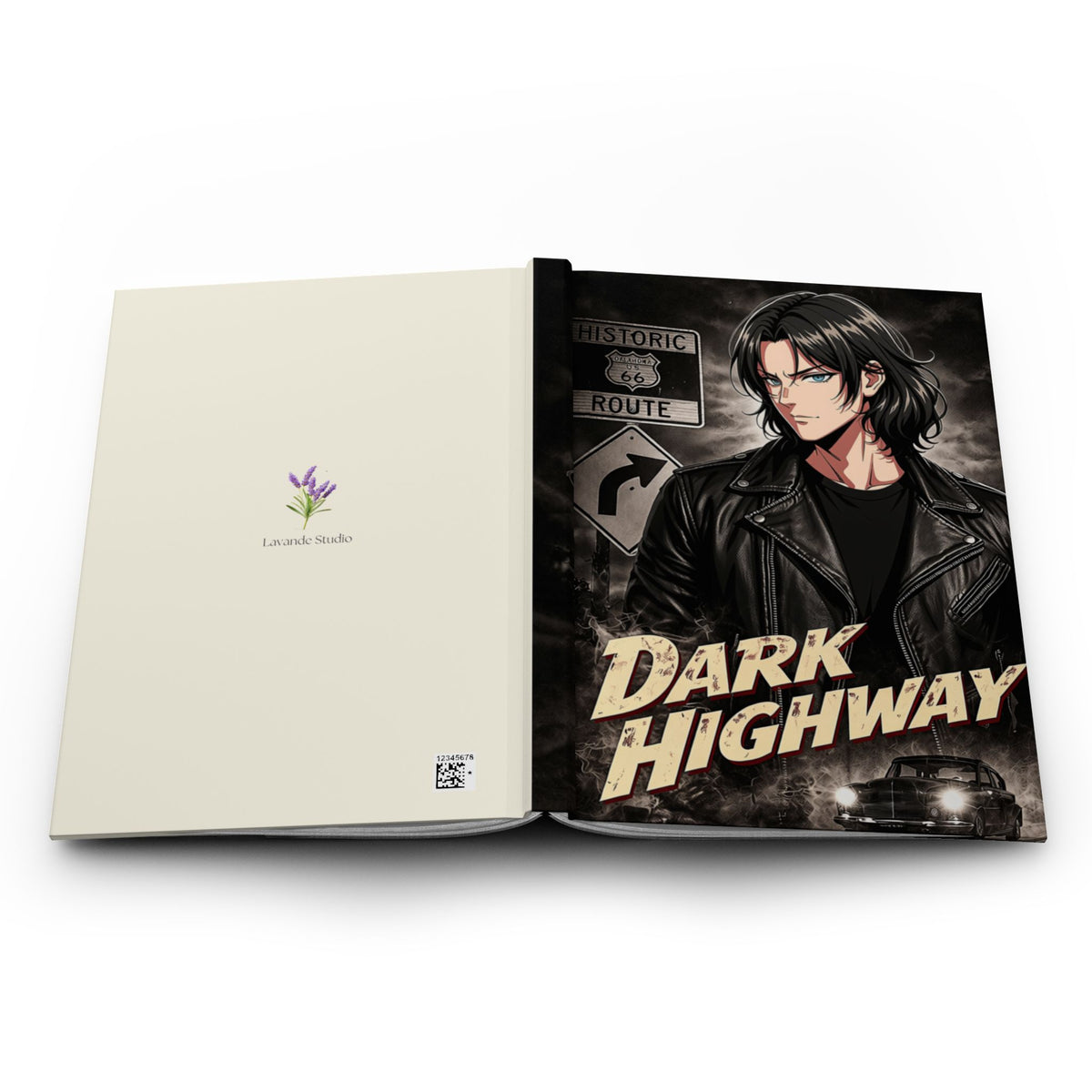 Dark Highway Hardcover Journal — Moody Anime Roadtrip Notebook