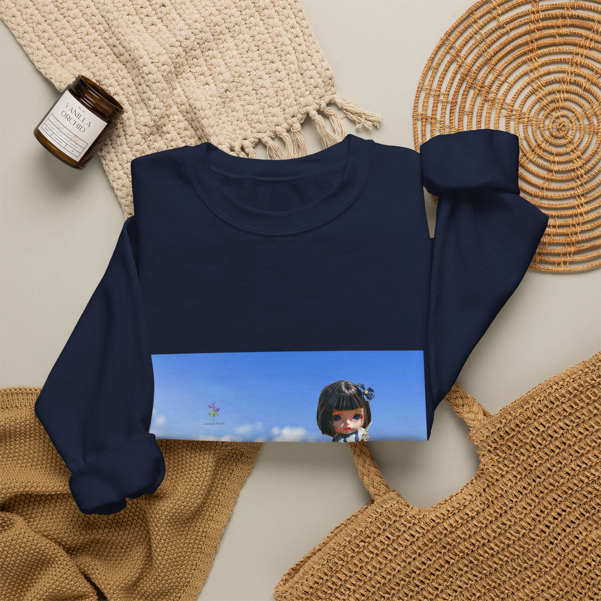 Crewneck Sweatshirt — Girl in Lavender Field Photo Print
