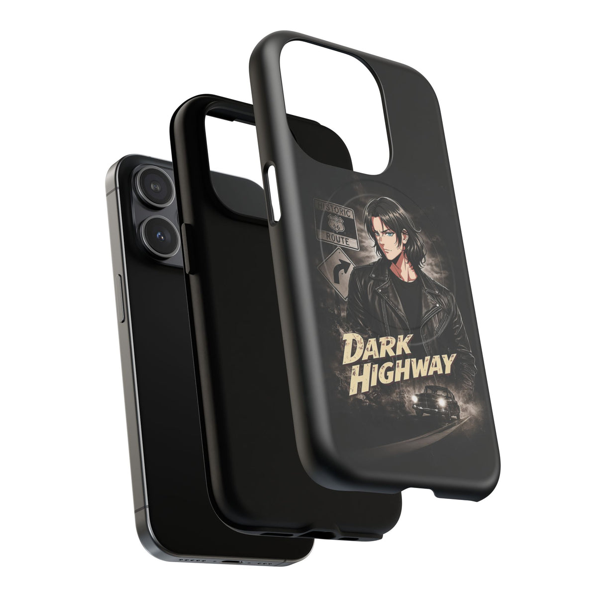 Dark Highway Phone Case — Moody Anime Leather-Jacket Design, Tough Magnetic Protection