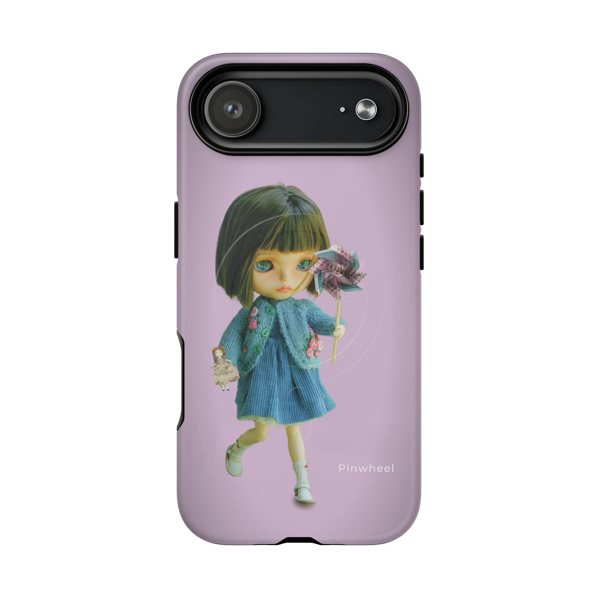 Cute Pinwheel Doll Magnetic Phone Case — Protective Tough Cover with Vintage Doll Art