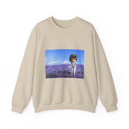Crewneck Sweatshirt — Girl in Lavender Field Photo Print