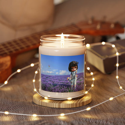 Lavender Field Soy Candle — 9oz Scented Candle with Cute Doll Design