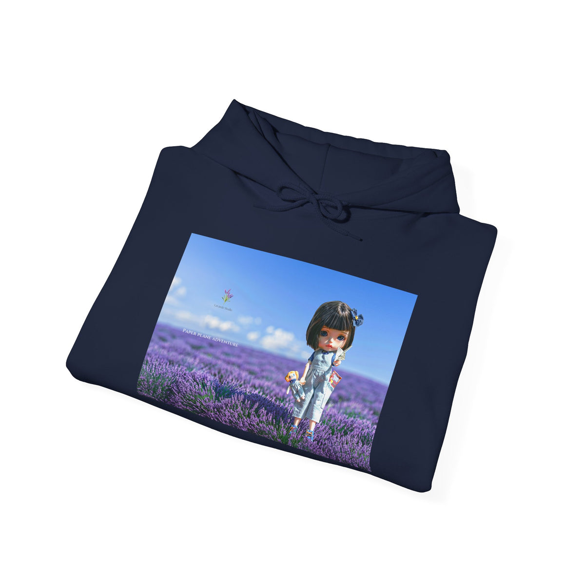Cute Girl in Lavender Field Hoodie - Whimsical Floral Graphic Sweatshirt