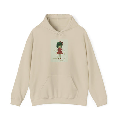 Cute Retro Girl Illustration Hoodie – 'Little Friend' Vintage Doll Graphic