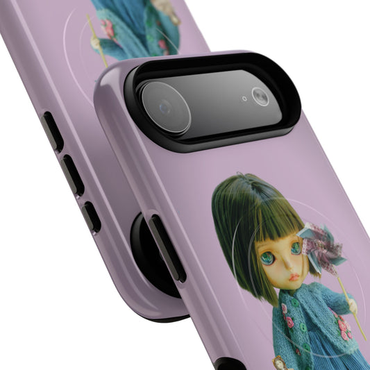 Cute Pinwheel Doll Magnetic Phone Case — Protective Tough Cover with Vintage Doll Art