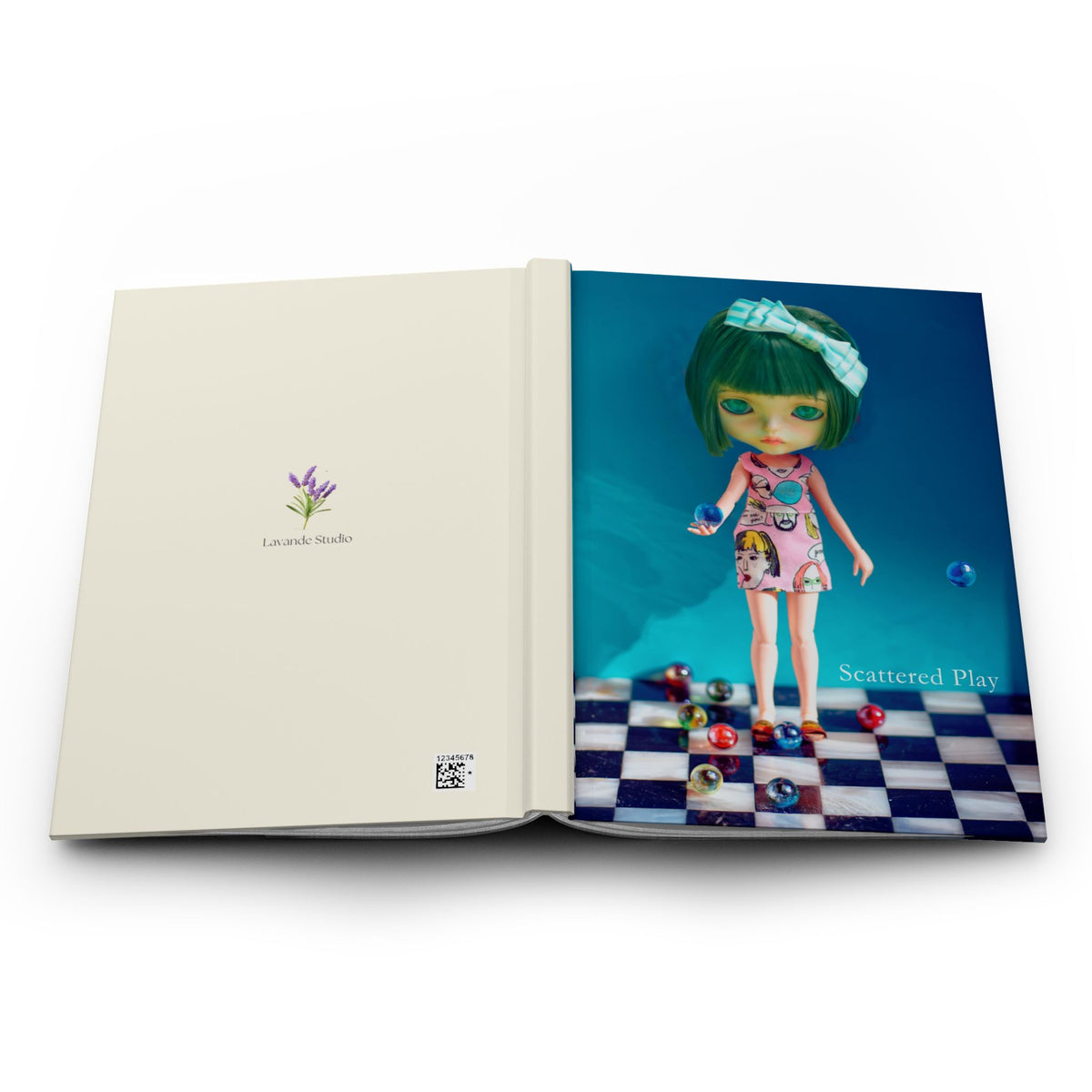 Doll  Art Hardcover Journal — 'Scattered Play' Matte Notebook