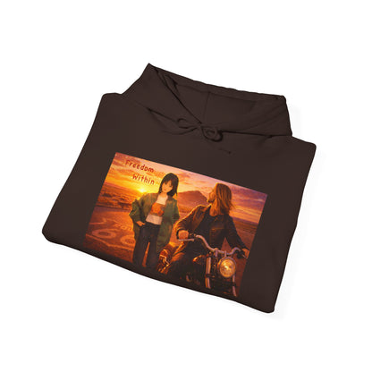 Sunset Riders Hoodie — Vintage Motorcycle Sunset Graphic Sweatshirt