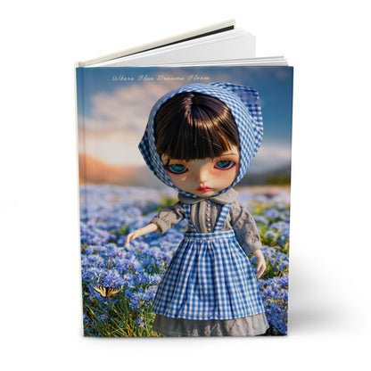 Doll in Blue Gingham Hardcover Journal — Blank Lined Notebook for Doll Collectors & Creative Writing