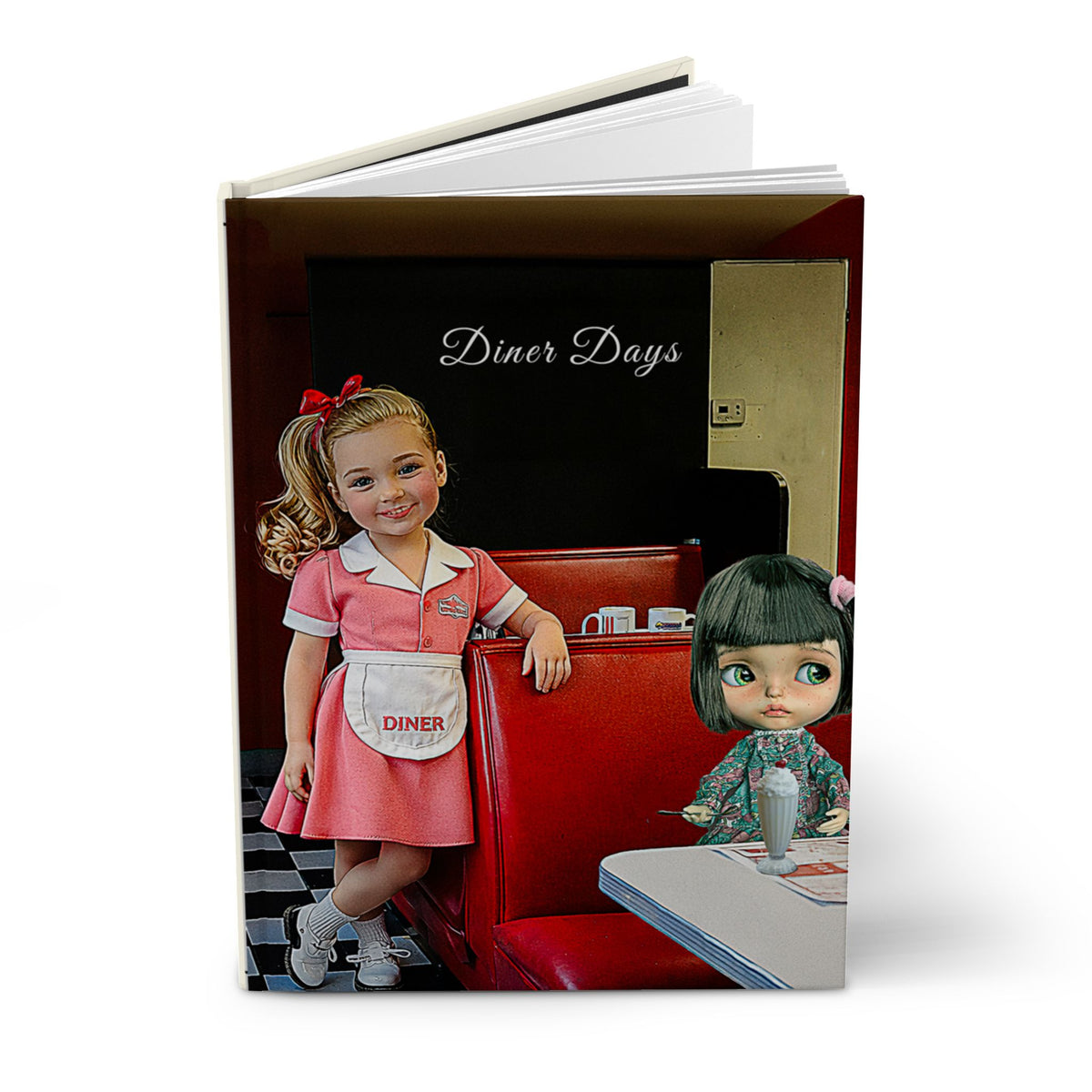 Diner Days Hardcover Journal — Retro 1950s Diner Girl Notebook