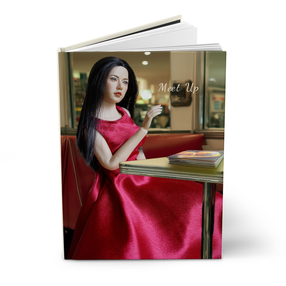 Vintage Femme Portrait Hardcover Journal — 'Meet Up' Fashion Illustration Notebook