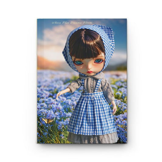 Doll in Blue Gingham Hardcover Journal — Blank Lined Notebook for Doll Collectors & Creative Writing