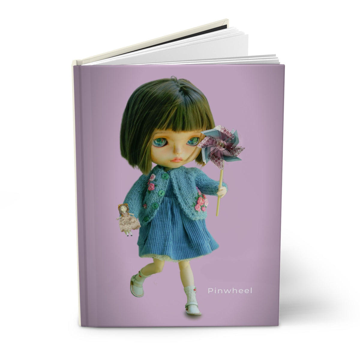 Doll Pinwheel Hardcover Journal — Cute Vintage Doll Notebook