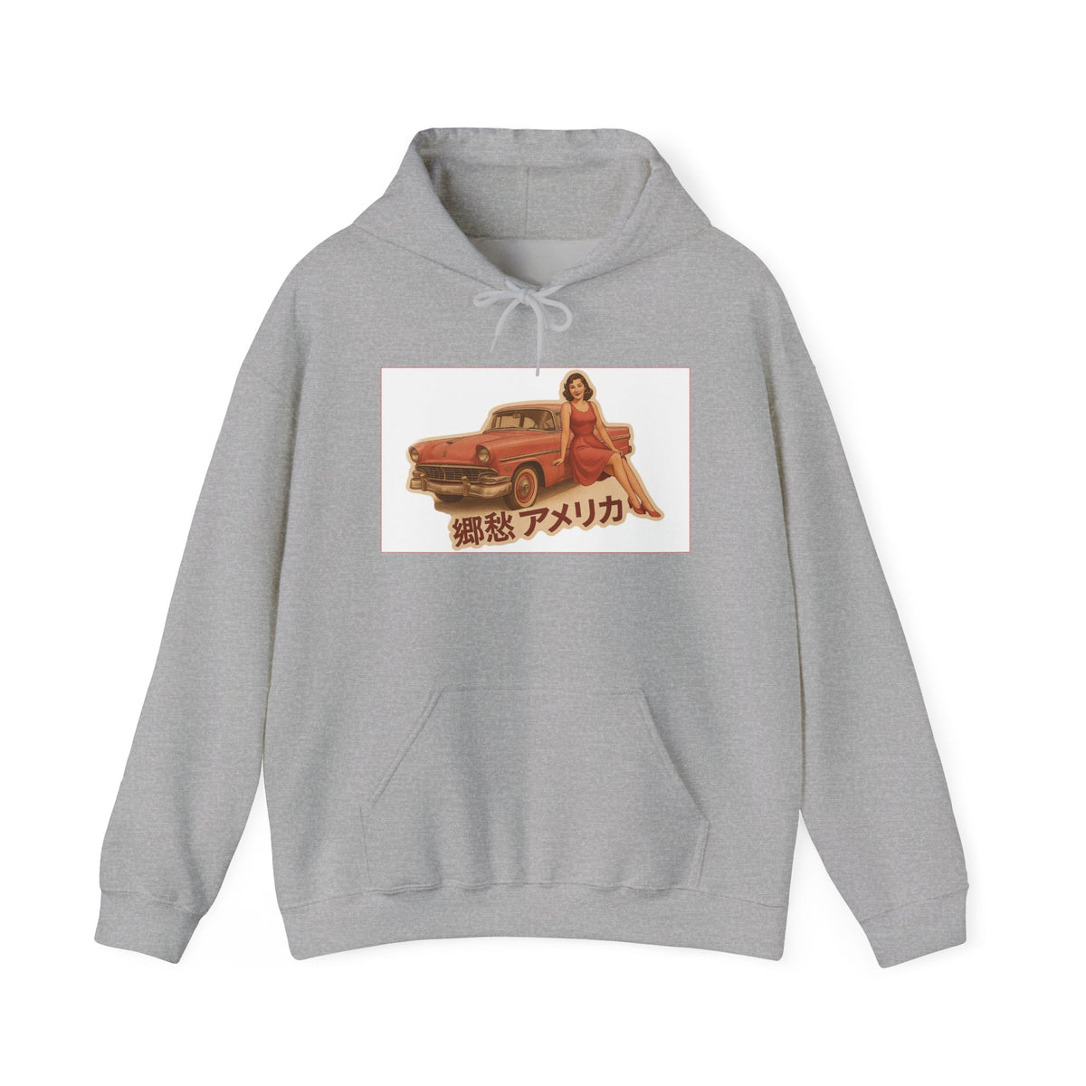 Retro Pinup Car Hoodie – 郷愁アメリカ' Vintage Pinup Sweatshirt
