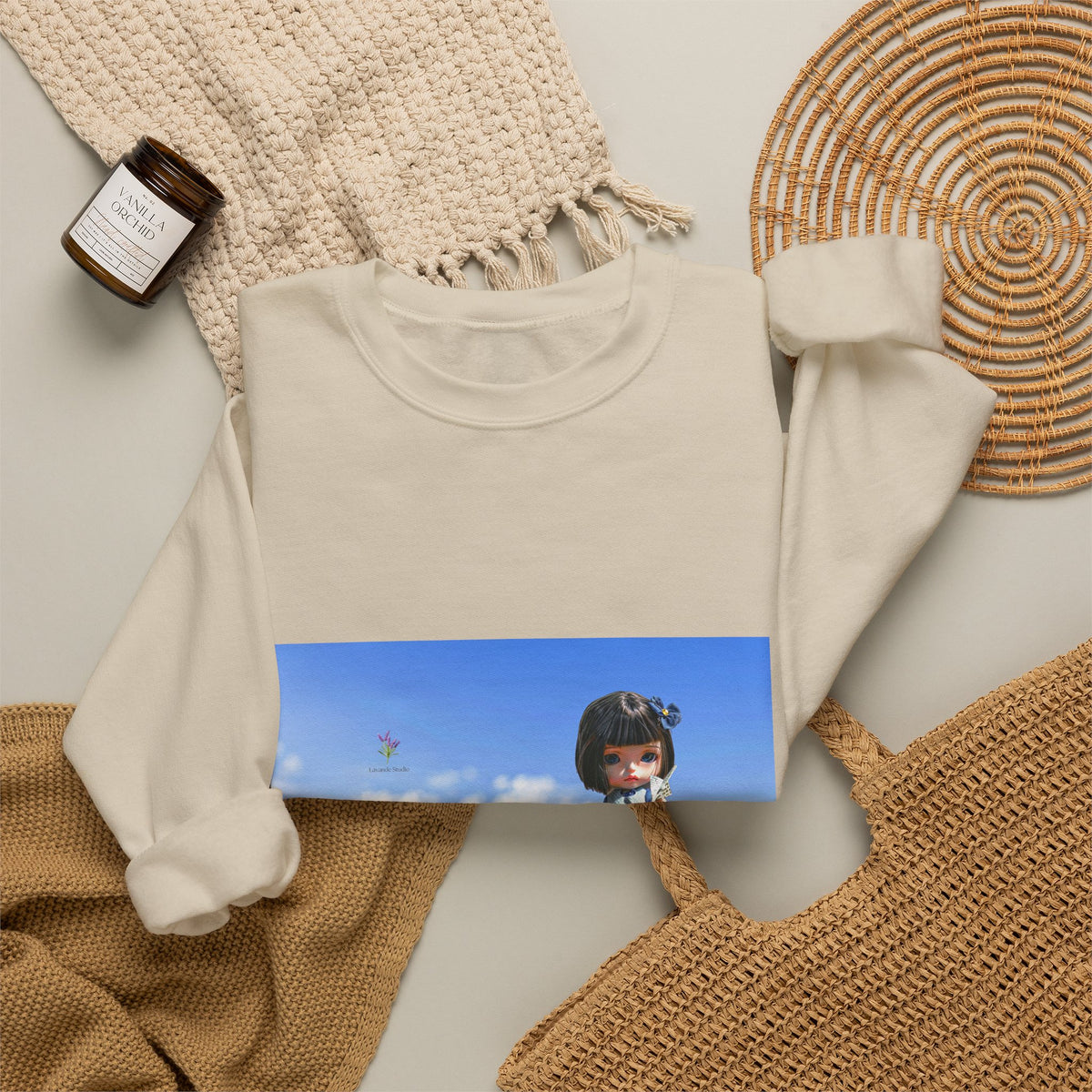 Crewneck Sweatshirt — Girl in Lavender Field Photo Print