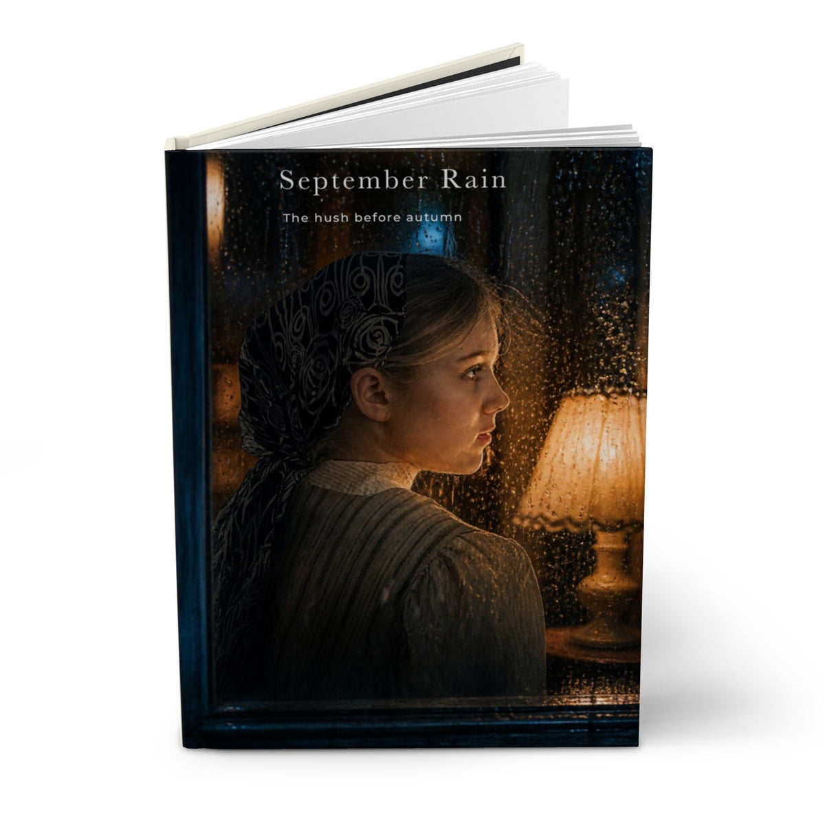 September Rain Hardcover Journal — Moody Vintage Portrait Notebook