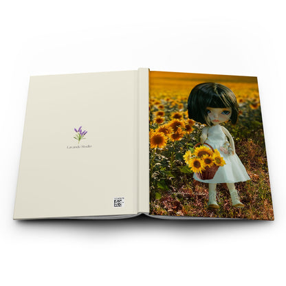 Sunflower Field Doll Hardcover Journal — Matte Blank Notebook for Sketching & Journaling