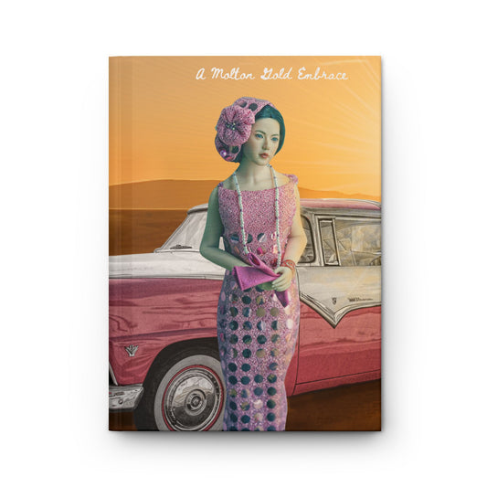 Retro Desert Lady Hardcover Journal — Vintage Car & Sunset Notebook