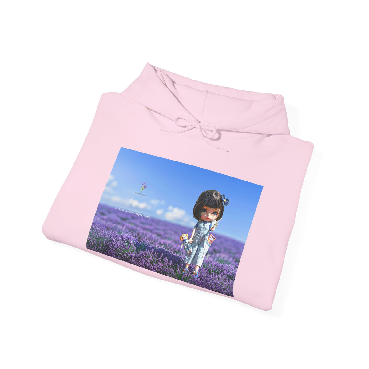 Lavender Field Girl Hoodie — Cute Kawaii Character in Purple Meadow