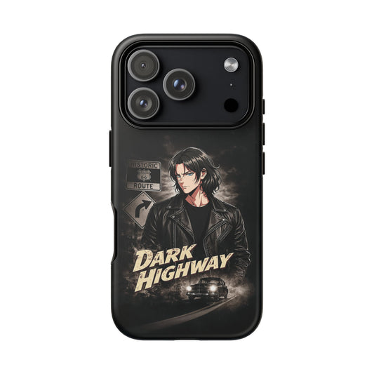 Dark Highway Phone Case — Gothic Road Trip Anime Leather-Jacket Design