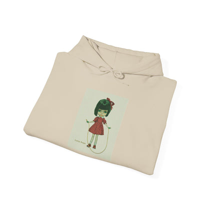Cute Retro Girl Illustration Hoodie – 'Little Friend' Vintage Doll Graphic