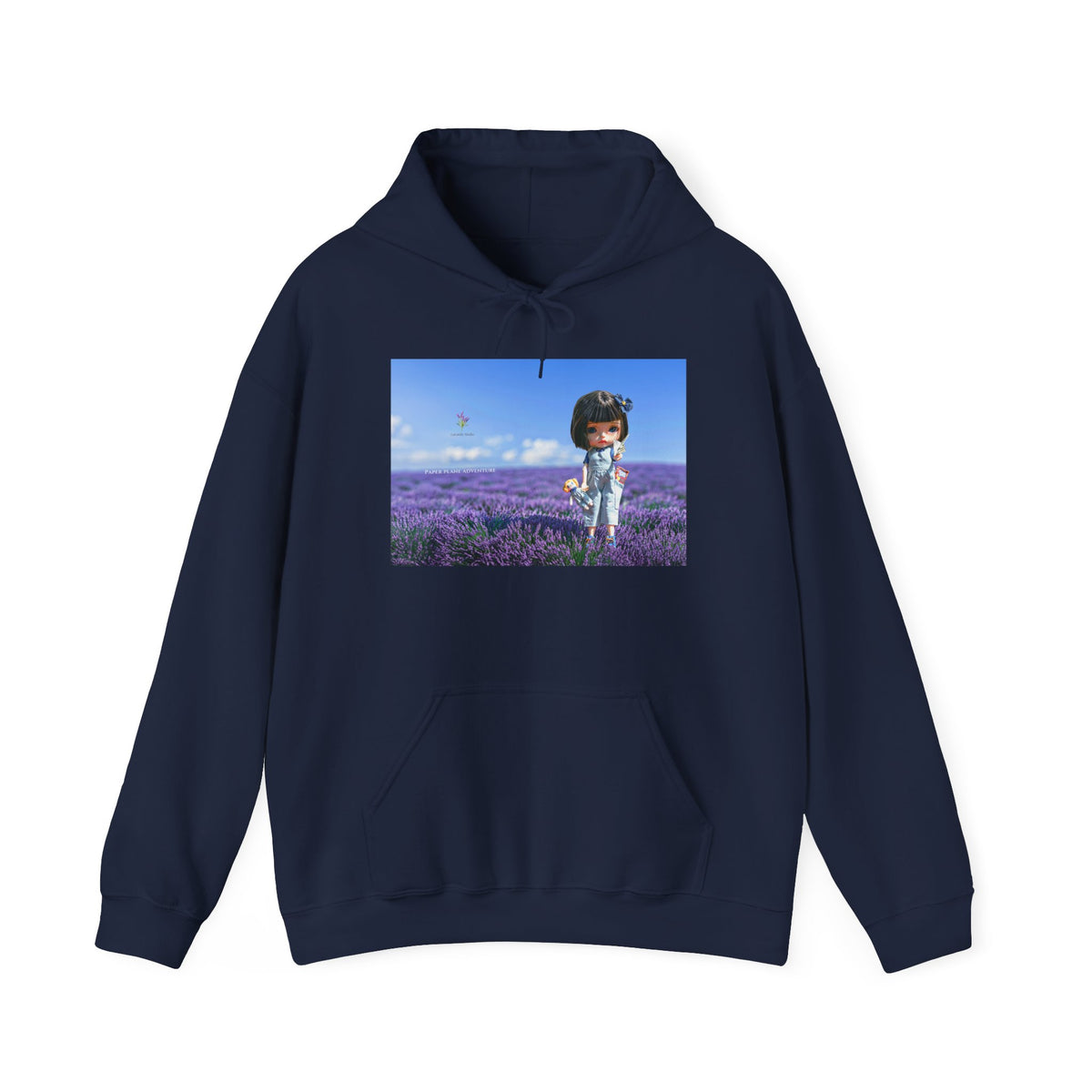 Cute Girl in Lavender Field Hoodie - Whimsical Floral Graphic Sweatshirt