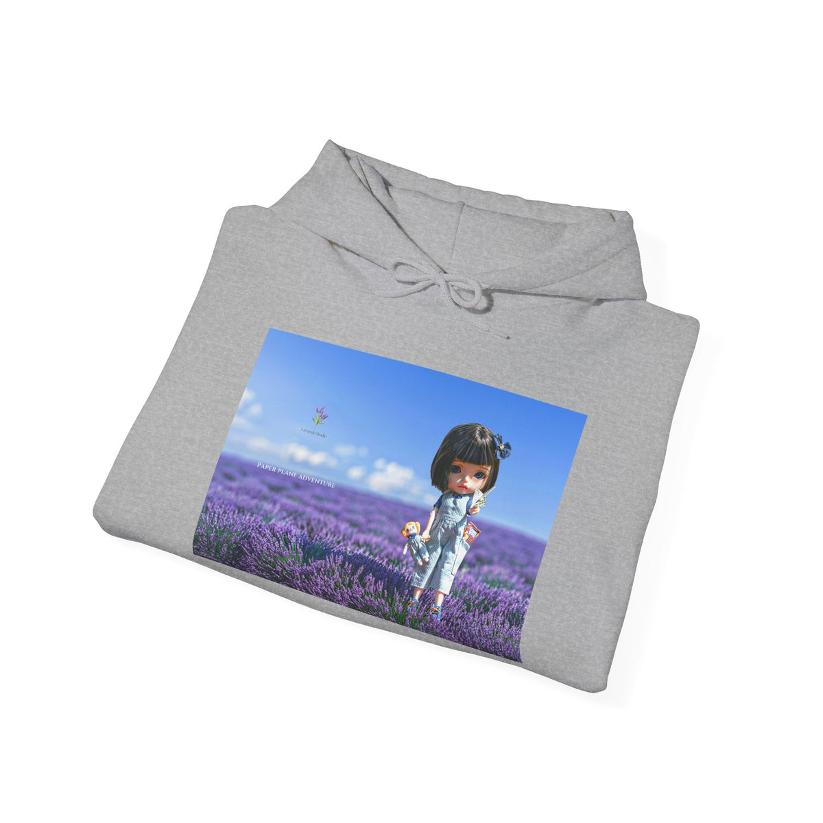 Lavender Field Girl Hoodie — Cute Kawaii Character in Purple Meadow