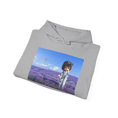 Lavender Field Girl Hoodie — Cute Kawaii Character in Purple Meadow