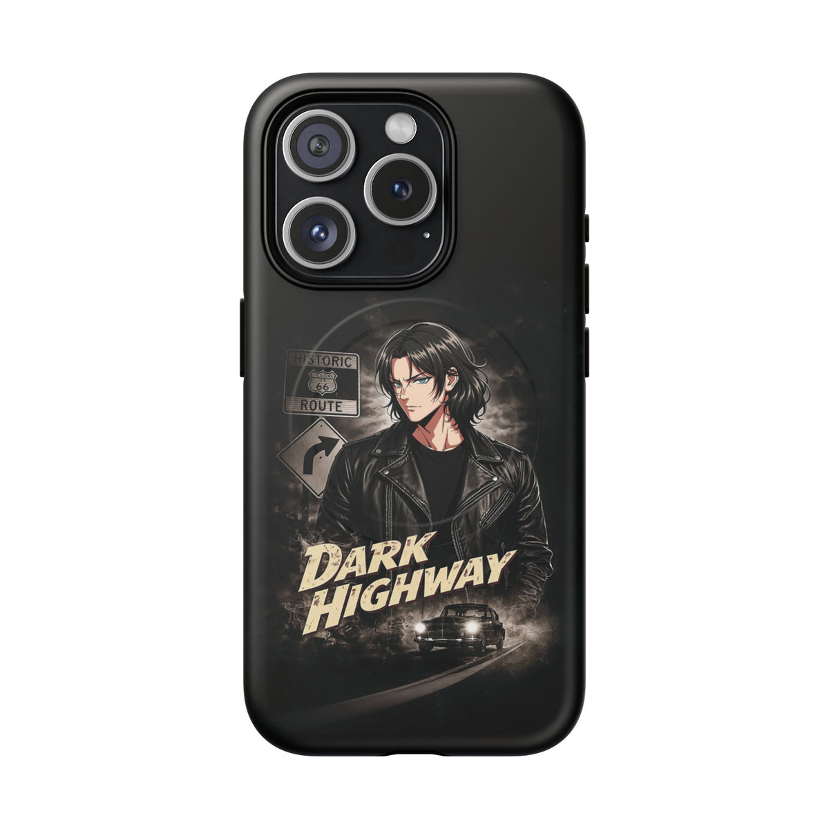 Dark Highway Phone Case — Moody Anime Leather-Jacket Design, Tough Magnetic Protection