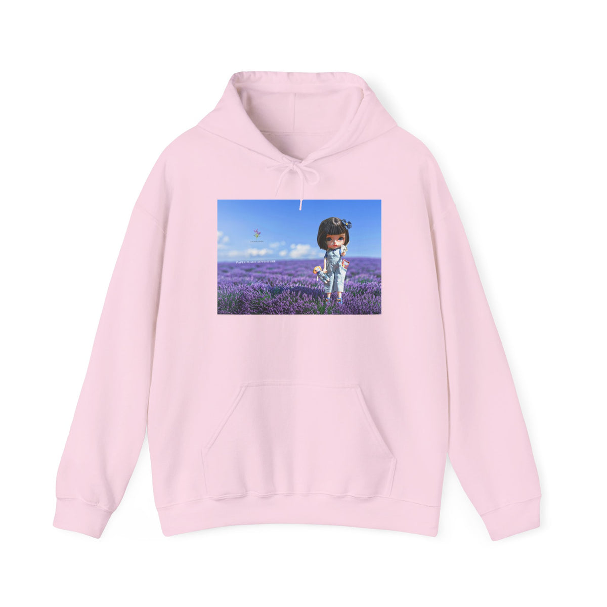 Lavender Field Girl Hoodie — Cute Kawaii Character in Purple Meadow