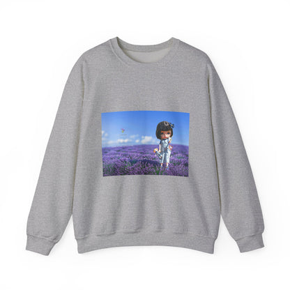 Crewneck Sweatshirt — Girl in Lavender Field Photo Print