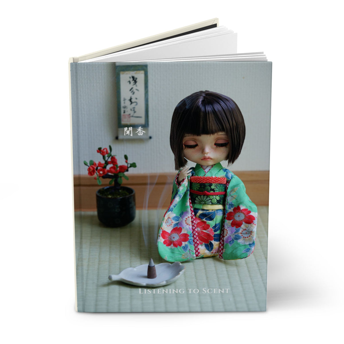 Doll in Kimono Hardcover Journal — Japanese Tatami Room Photo Notebook