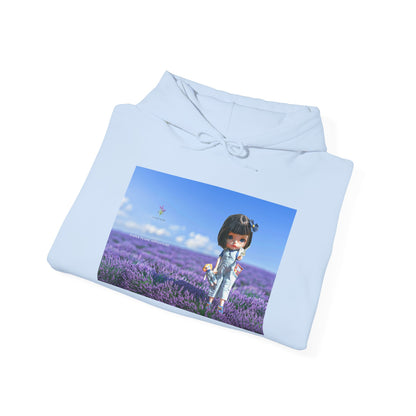 Lavender Field Girl Hoodie — Cute Kawaii Character in Purple Meadow