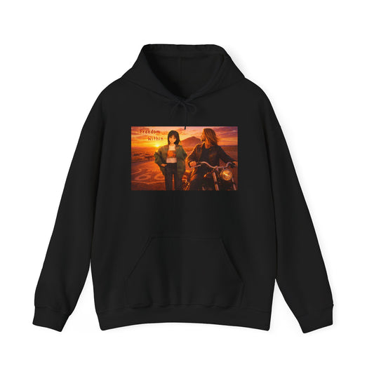 Sunset Riders Hoodie — Vintage Motorcycle Sunset Graphic Sweatshirt