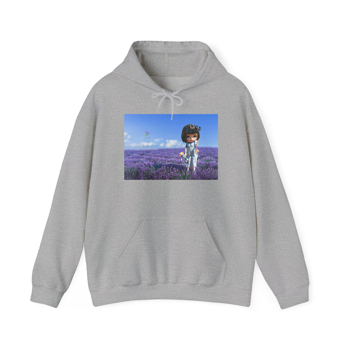 Lavender Field Girl Hoodie — Cute Kawaii Character in Purple Meadow