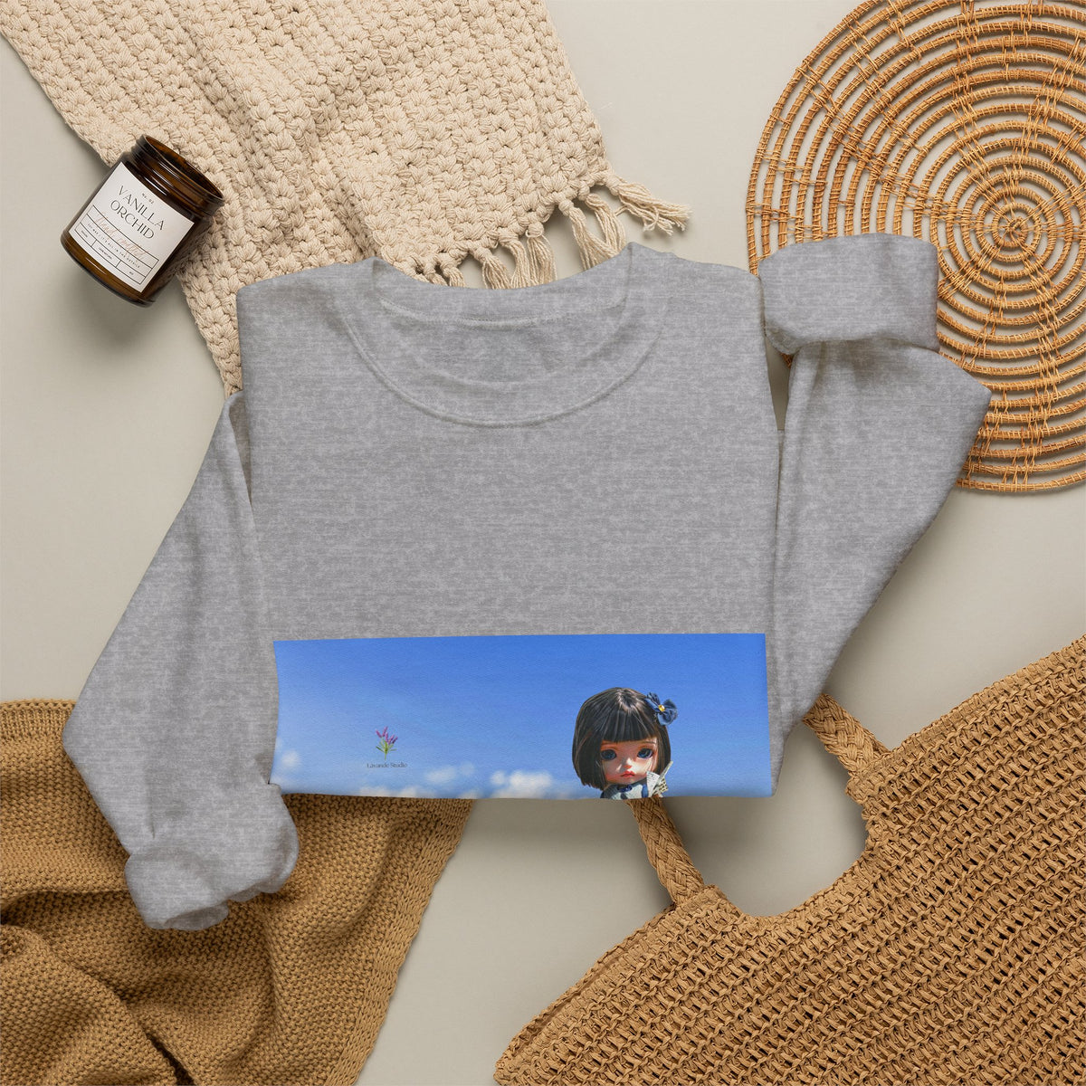 Crewneck Sweatshirt — Girl in Lavender Field Photo Print