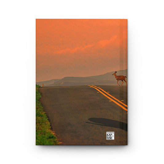 Doll Road Trip Hardcover Journal — Cute Doll & Deer Scenic Notebook