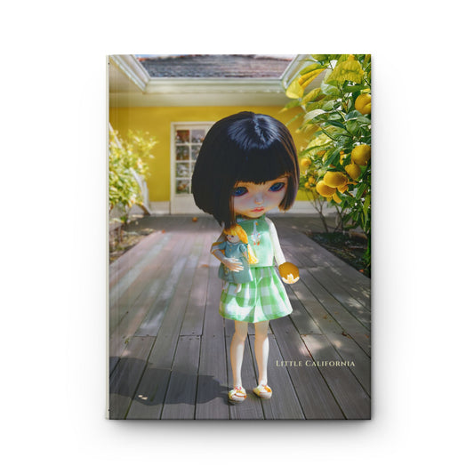Doll in Lemon Garden Hardcover Journal — Cute Retro Doll Notebook