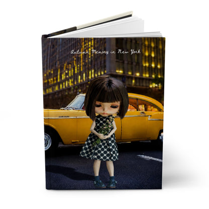NYC Night Doll Hardcover Journal — Cute Retro Taxi Notebook (Blank Pages)