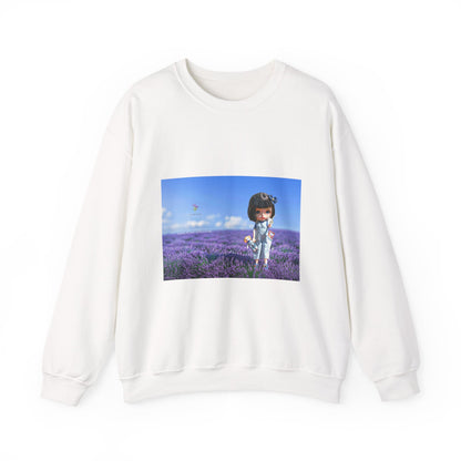 Crewneck Sweatshirt — Girl in Lavender Field Photo Print