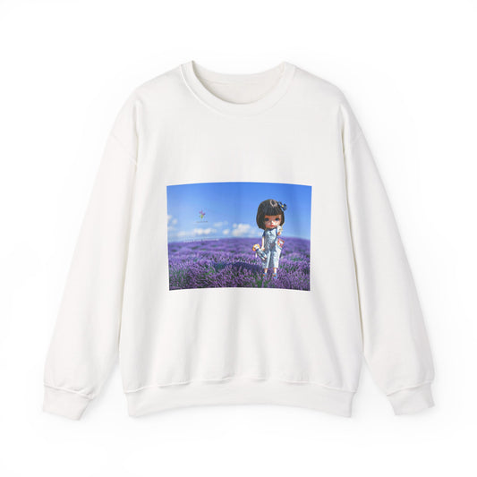 Crewneck Sweatshirt — Girl in Lavender Field Photo Print