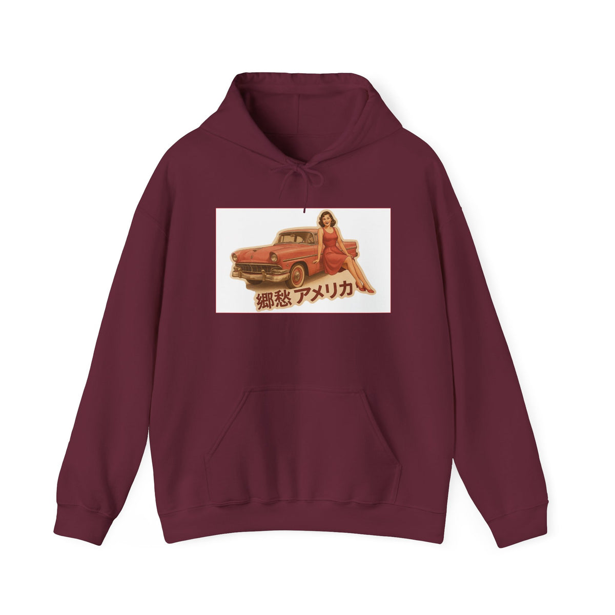Retro Pinup Car Hoodie – 郷愁アメリカ' Vintage Pinup Sweatshirt