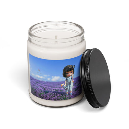 Lavender Field Soy Candle — 9oz Scented Candle with Cute Doll Design
