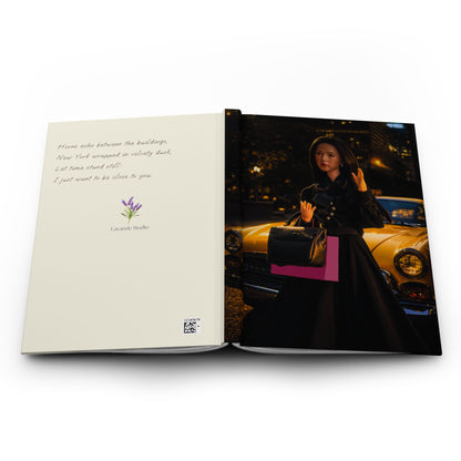 Vintage Night City Hardcover Journal — Retro Chic Woman & Classic Car