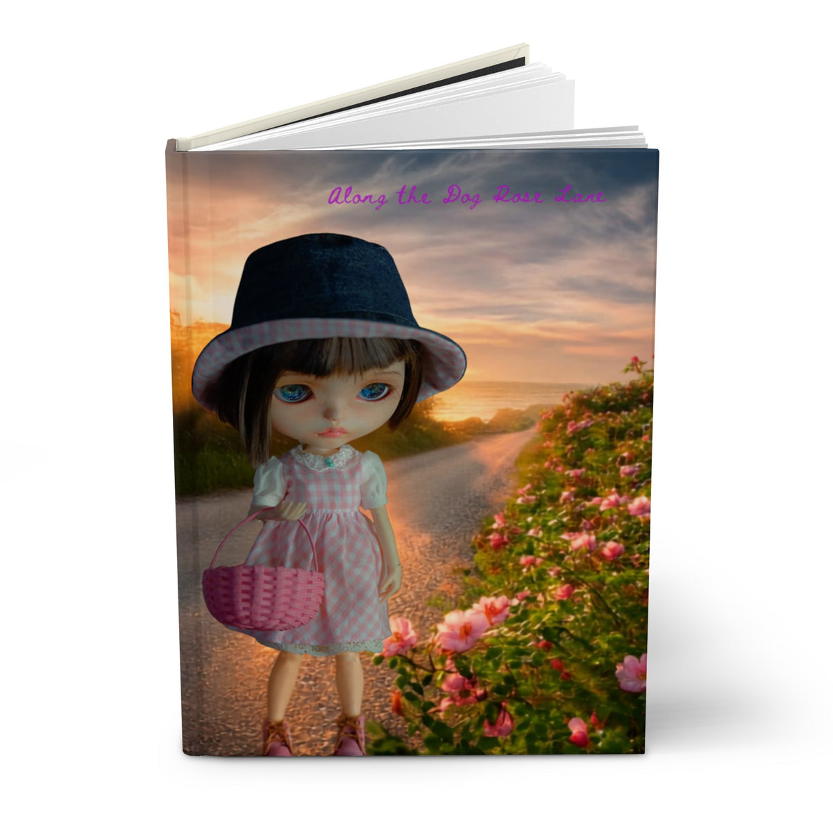 Sunset Doll Path Hardcover Journal — Cute Doll Keepsake Notebook
