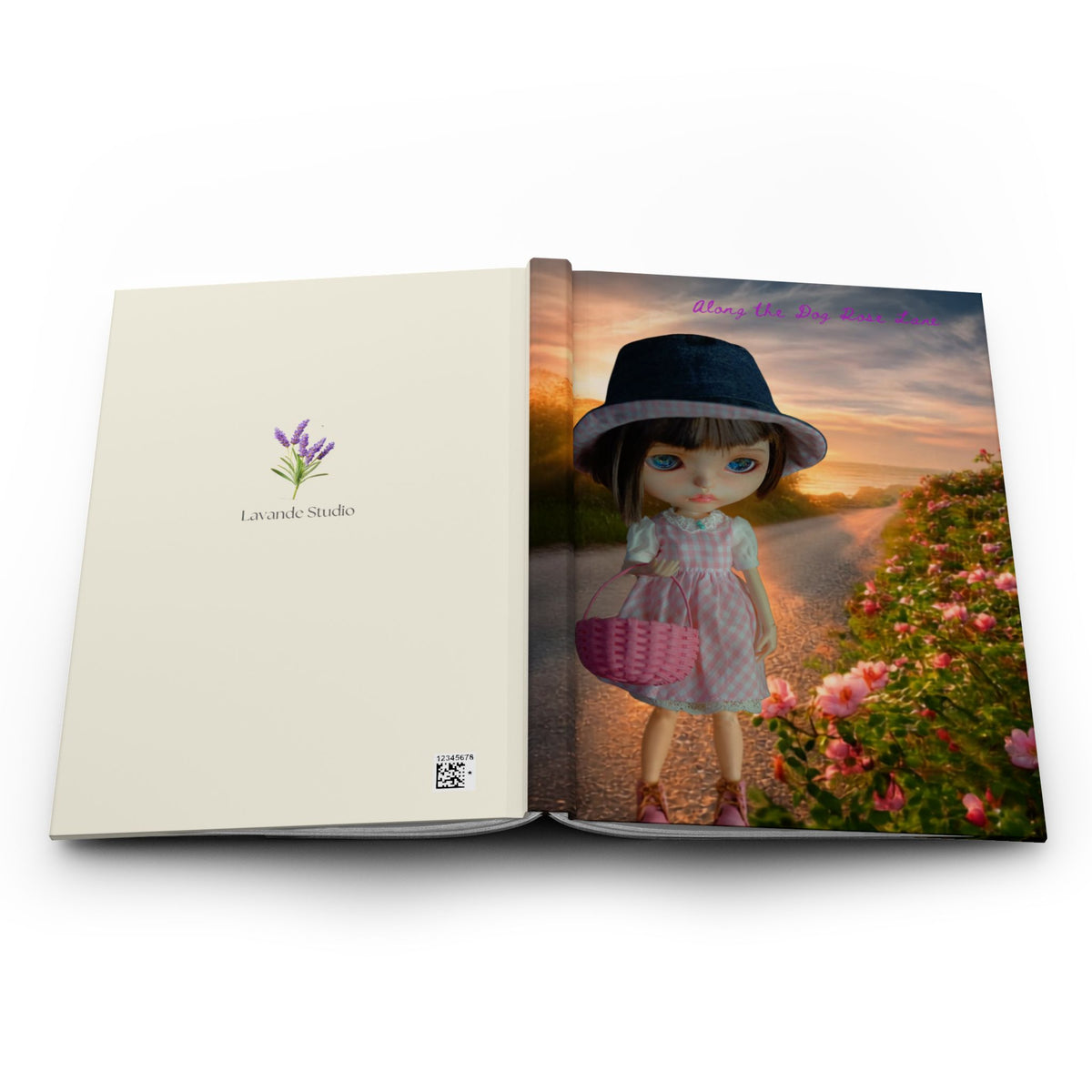 Sunset Doll Path Hardcover Journal — Cute Doll Keepsake Notebook
