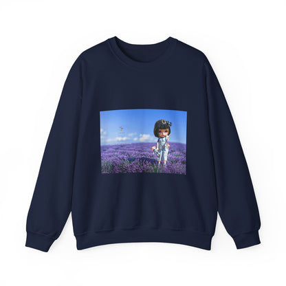 Crewneck Sweatshirt — Girl in Lavender Field Photo Print