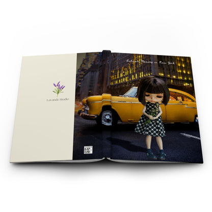 NYC Night Doll Hardcover Journal — Cute Retro Taxi Notebook (Blank Pages)