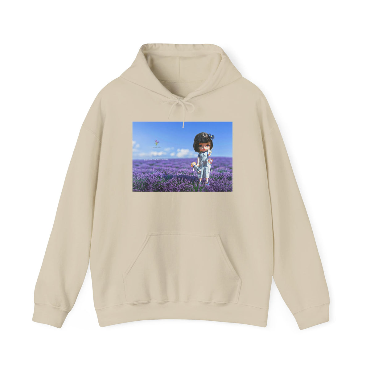 Cute Girl in Lavender Field Hoodie - Whimsical Floral Graphic Sweatshirt